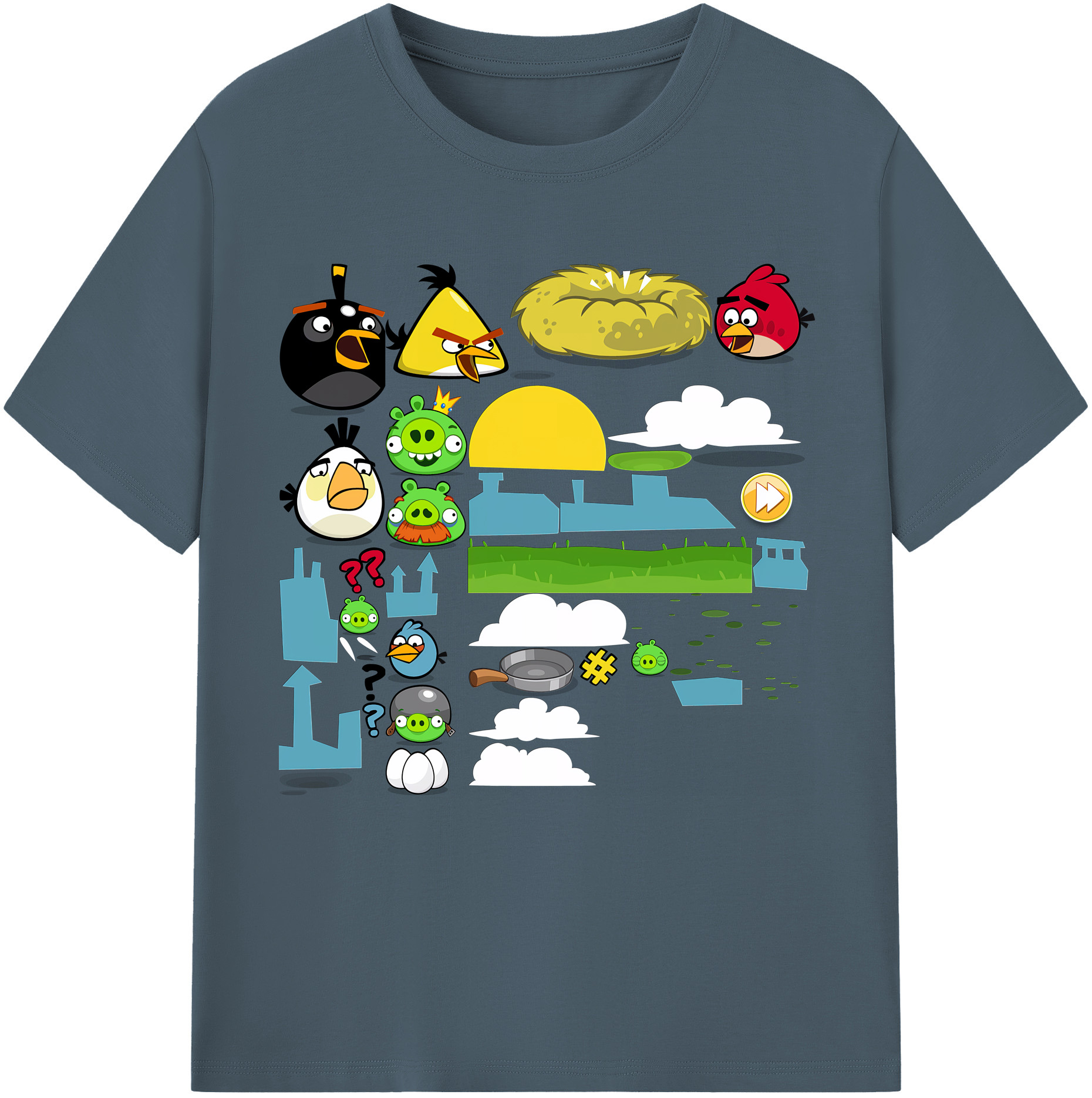 （画像用） Angry Birds アングリーバード 綿100％半袖Tシャツ（フロントプリント）